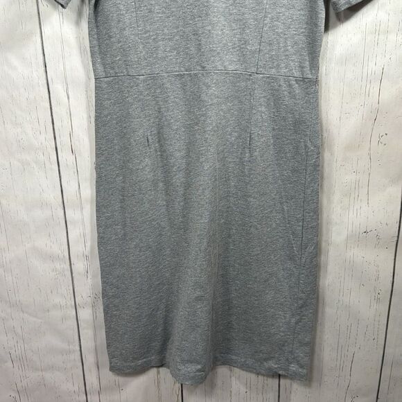 J Crew Womens Gray A Line Short Sleeves Knit Cotton Summer Minimalist Dress - Picture 9 of 15